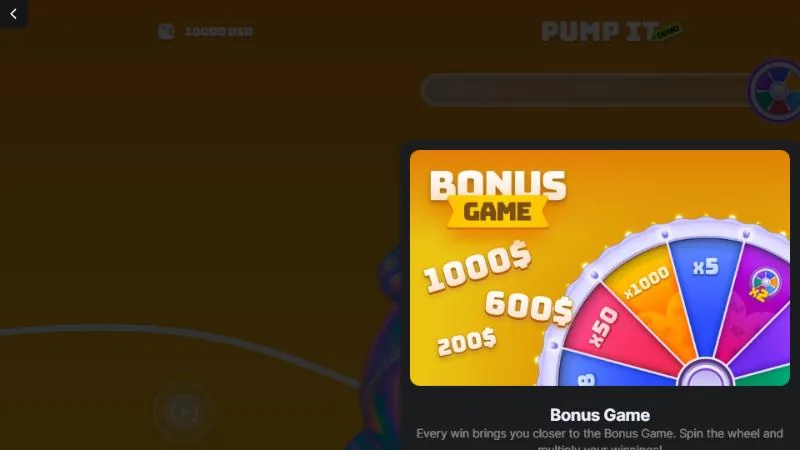Présentation du jeu bonus de Pump It : une roue de multiplicateurs qui se débloque en gagnant des manches